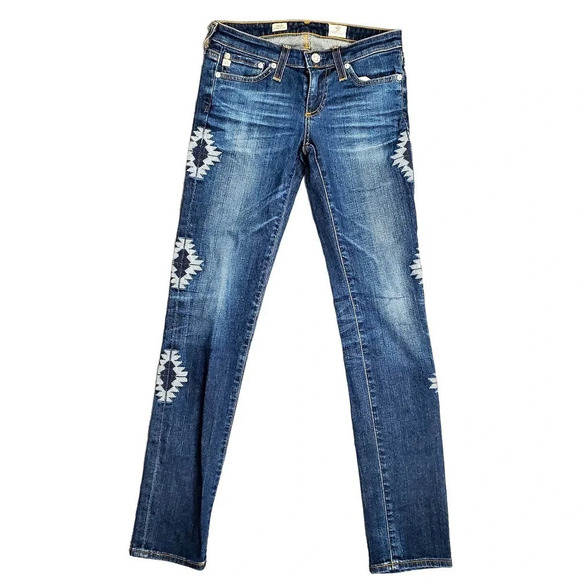 AG Adriano Goldschmied The Stilt Cigarette Leg Embroidered Jeans - Picture 1 of 8